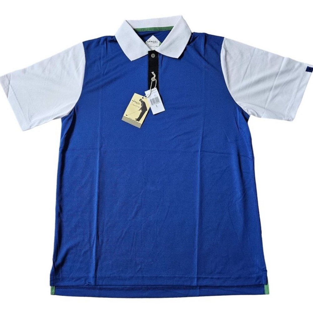 Kangol X Samuel L Jackson Color Block Golf Polo Shirt Blue White Mens Large NEW